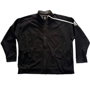 Adidas ID Stadium Full Zip Track Jacket Mens Large Black White Stripe‎ 2XL